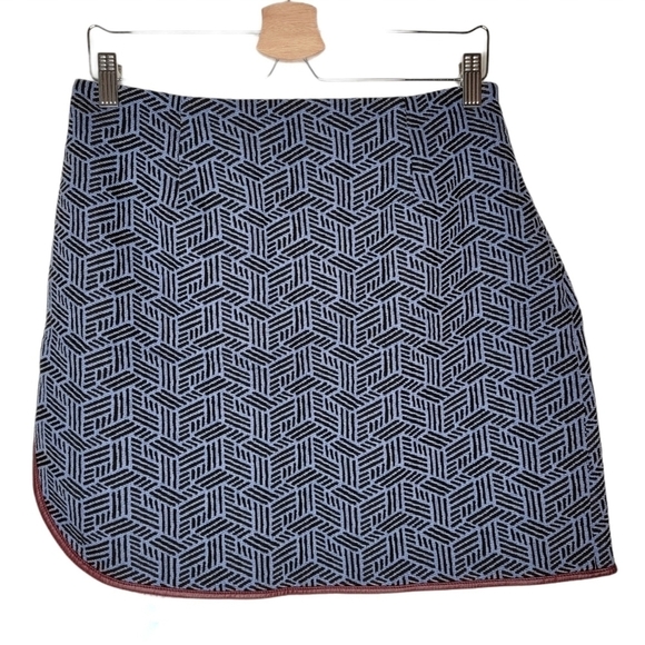COP COPINE Melofeebis Jacquard Graphic‎ Mini Skirt Blue Women 40 EU Faux Leather - Picture 7 of 14
